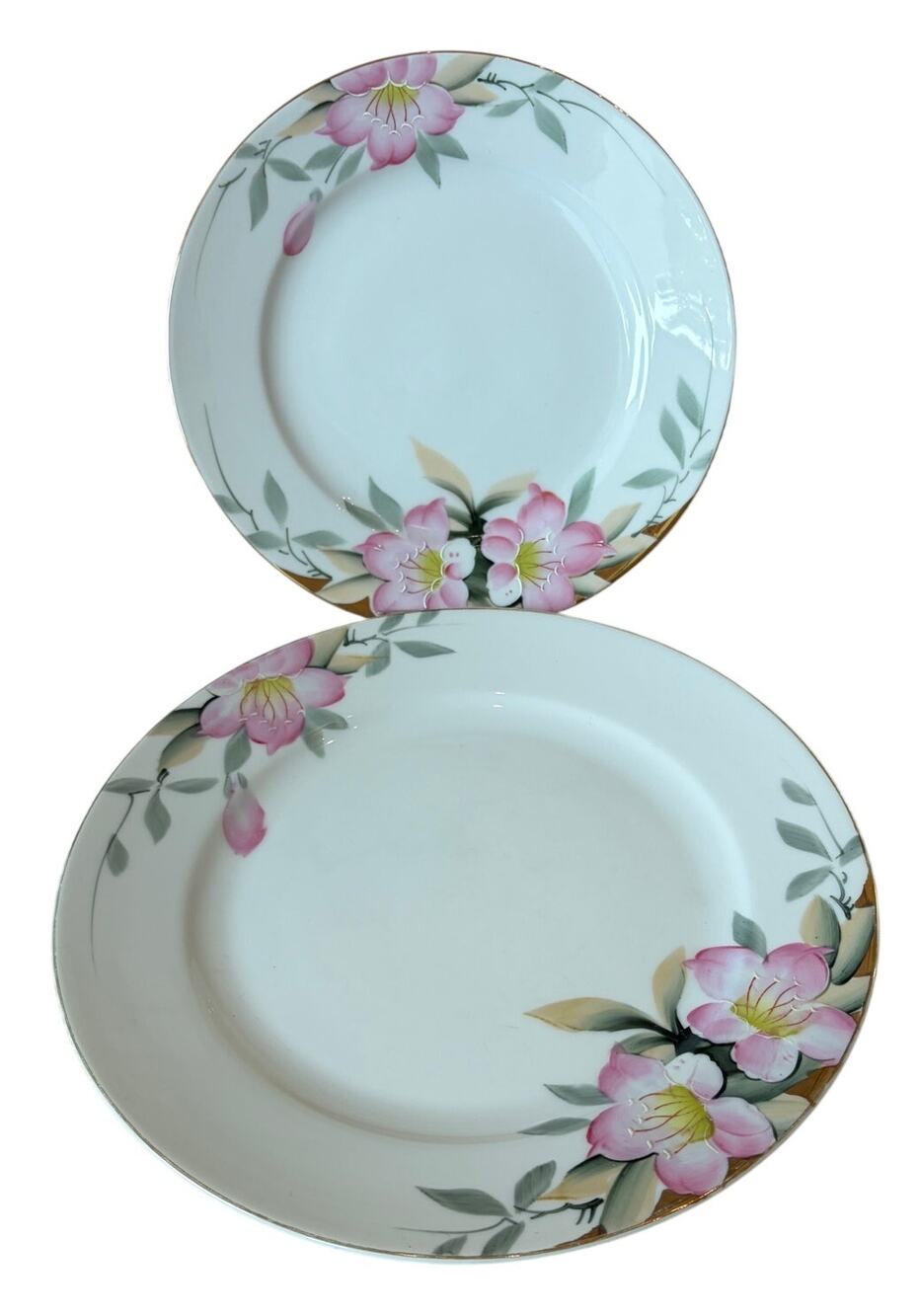 Vintage Noritake Azalea Dinner & Salad Plate Set of 2 Hand Painted in Japan
